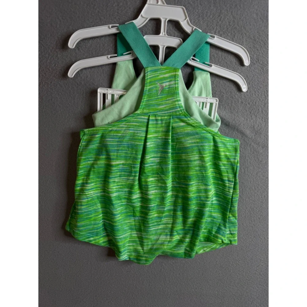 Old Navy Active Girls XS Green Striped Tank Top Athletic Layering Go-Dry - Picture 3 of 10